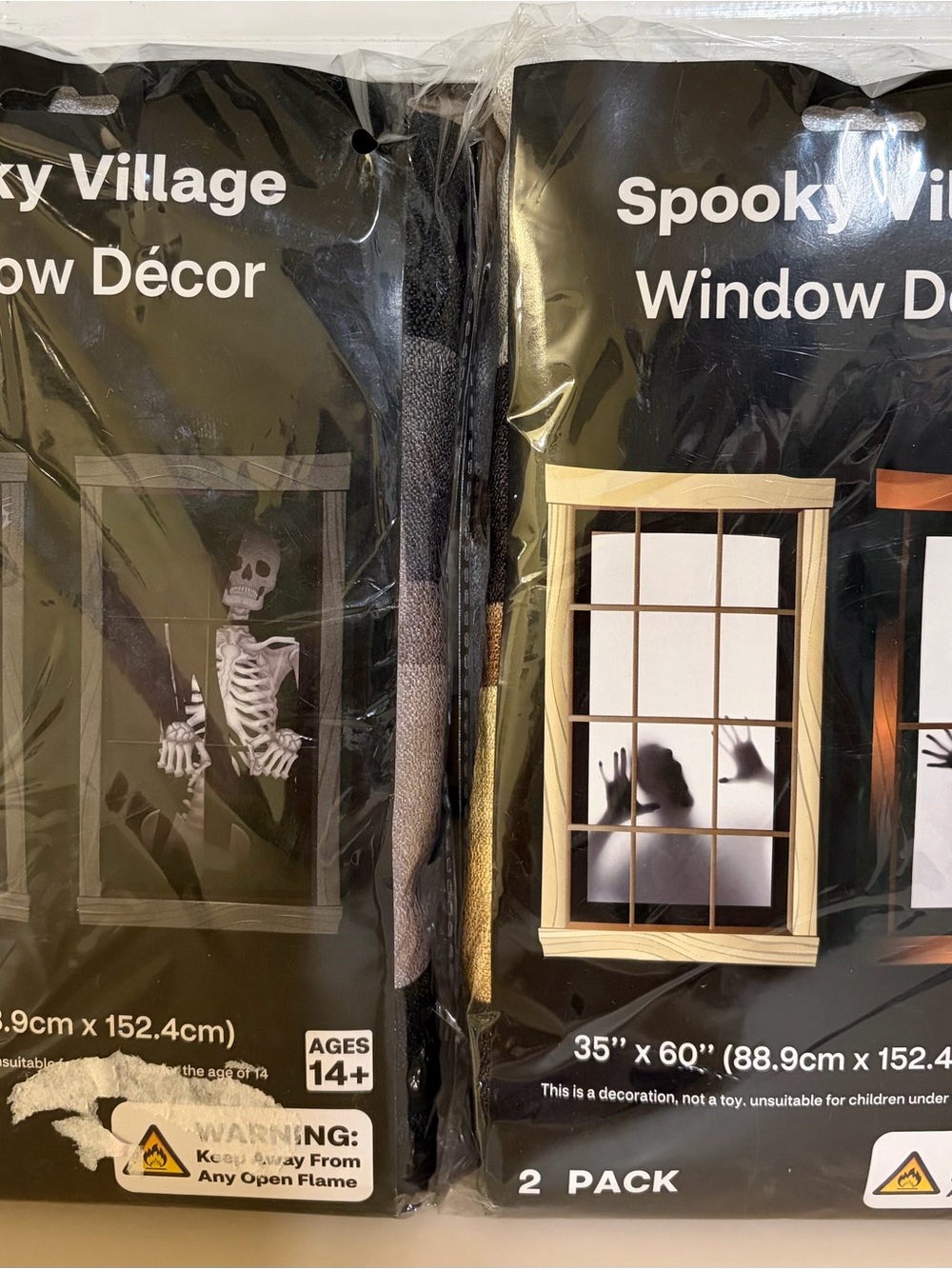 Halloween Window Decorations Large Cute 2 packs of 2 Skeletons & Trapped NIP - Picture 2 of 6